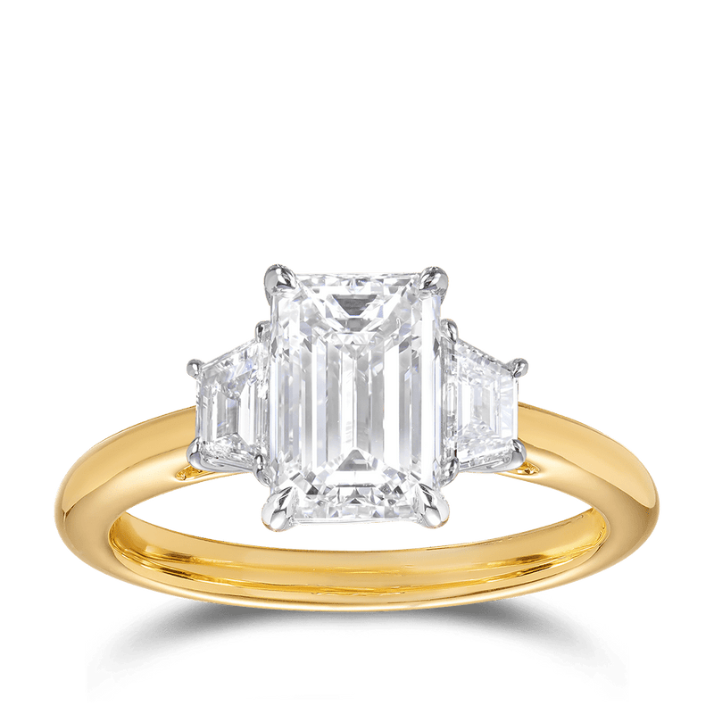 Diva Trilogy Illusion Set Emerald Cut Diamond Ring - Johnny Jewelry